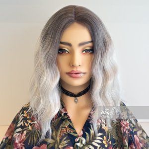 Grey Silver Ombre Wavy Small Lace Wig | Gift for Her | Maya